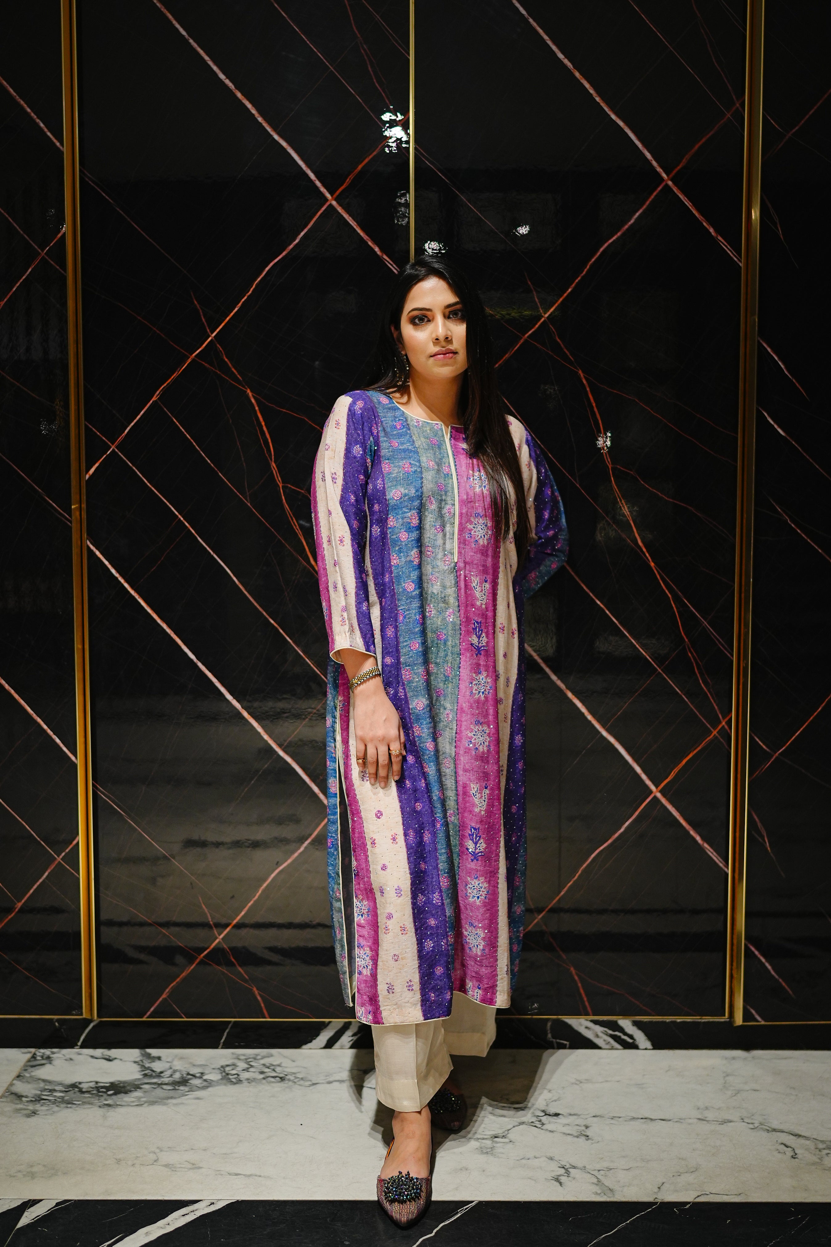 JEWEL TONED STRIPE 2-PIECE