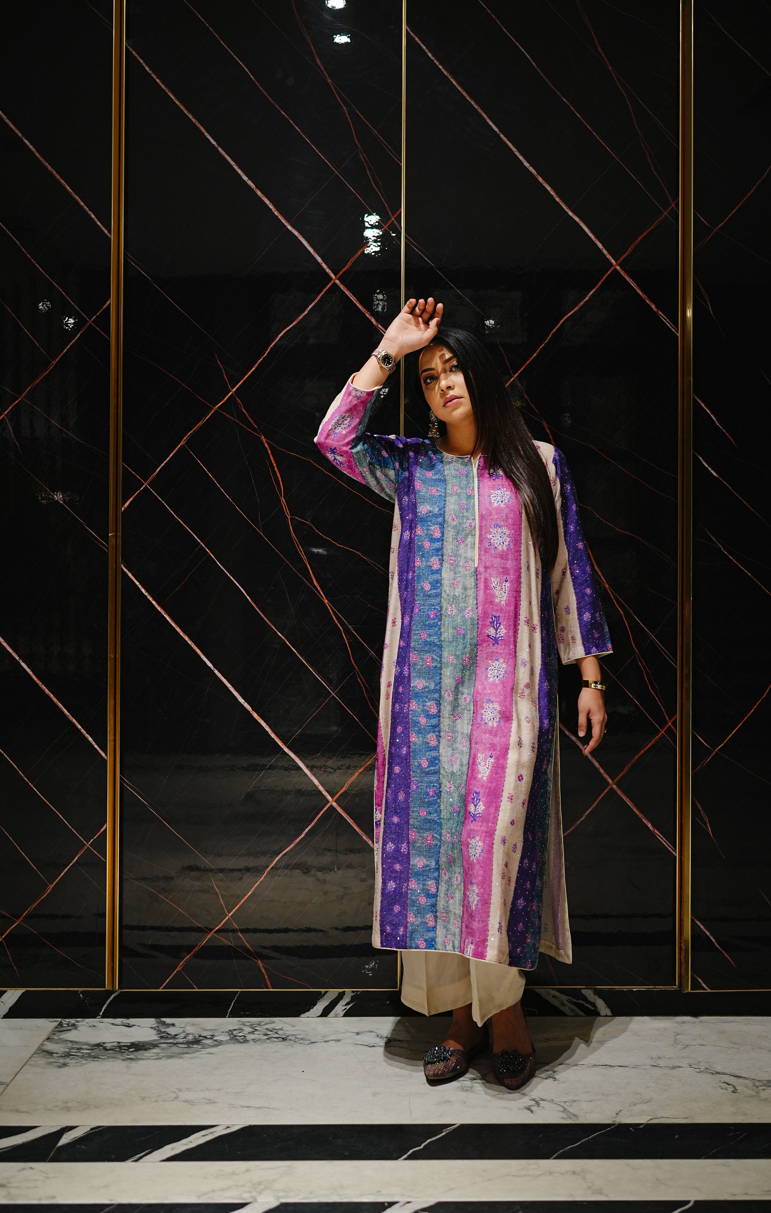 JEWEL TONED STRIPE 2-PIECE