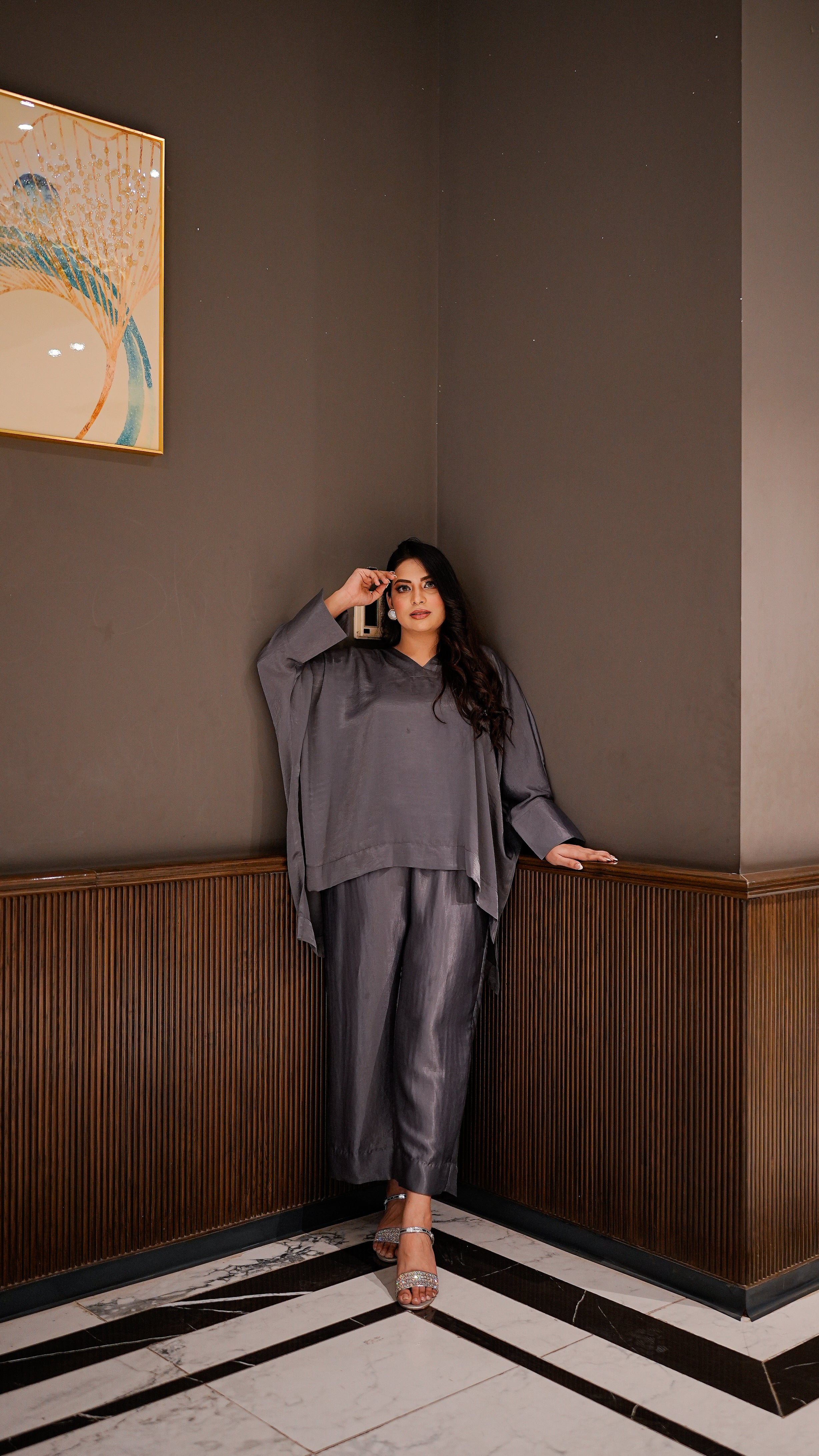 2-PIECE VELVET SILK CO-ORD SET.